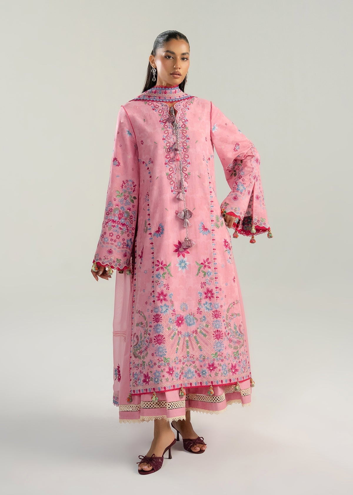 3-PC Unstitched Luxury Lawn By Hussain Rehar | Pembe