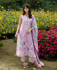3-PC Unstitched Chikan Embroidered Lawn Hemline By Mushq | Peony Glow