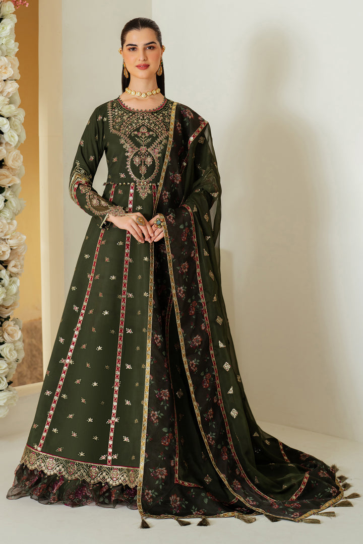 Pine | 3 Pc Unstitched Suit Embroidered Raw Silk Luxe By Alizeh