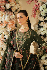 Pine | 3 Pc Unstitched Suit Embroidered Raw Silk Luxe By Alizeh