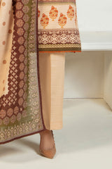 3 Piece Printed Khaddar Suit with Zari Dupatta By Gul Ahmed