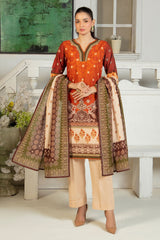 3 Piece Printed Khaddar Suit with Zari Dupatta By Gul Ahmed