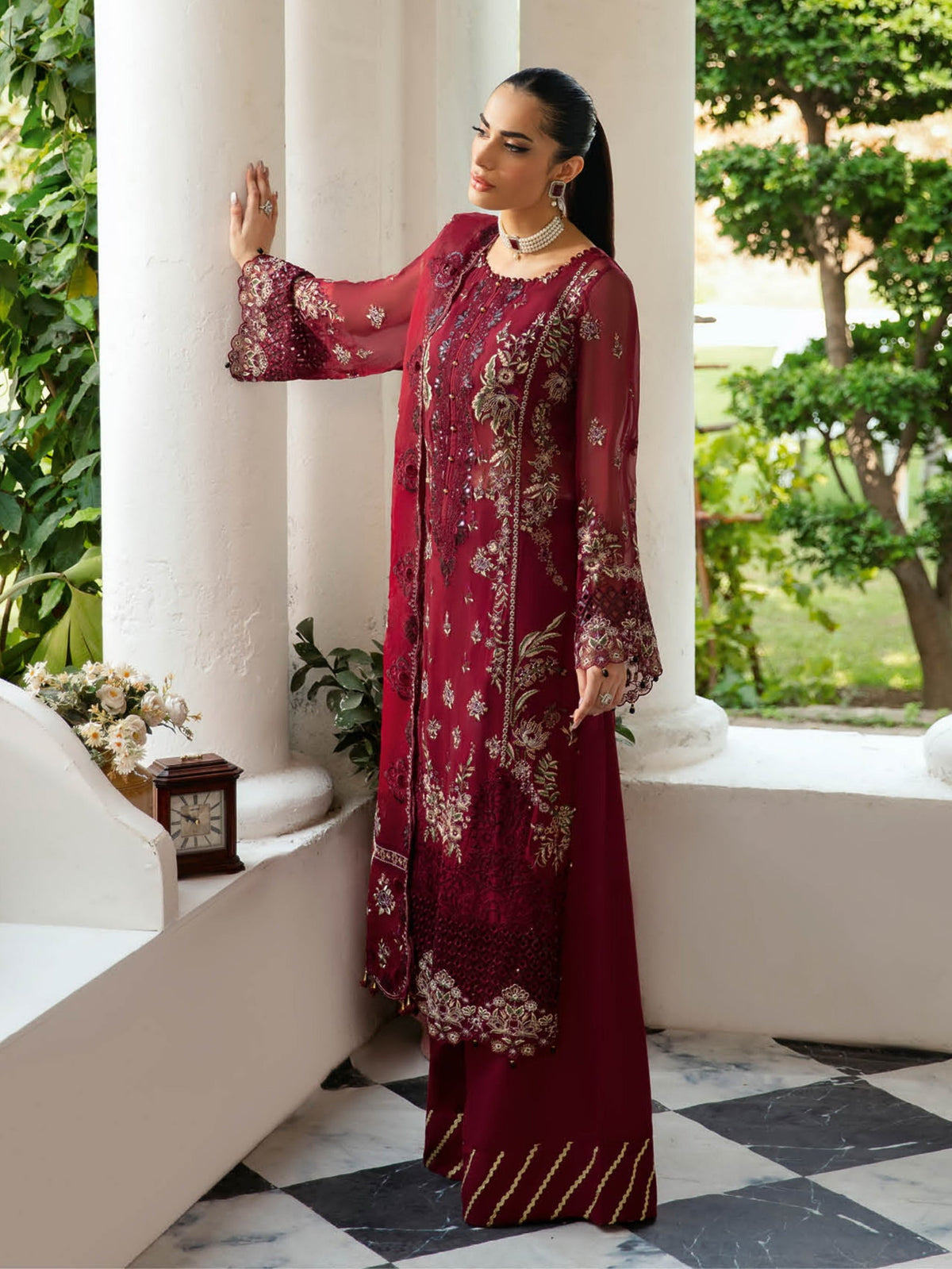 Q-103 | 3Pc Unstitched Suit Winter Luxury Chiffon Dastak By Ramsha