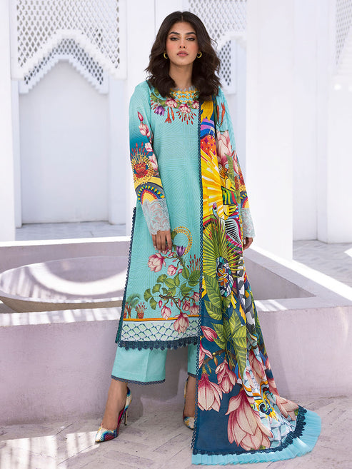 Parrot Paradise | 3 Pc Unstitched Leya Lawn By Roheenaz