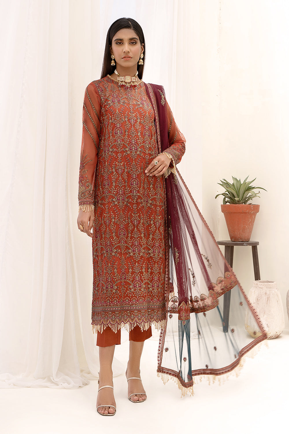 3-PC Unstiched Embroidered Chiffon By Zarif | Iris
