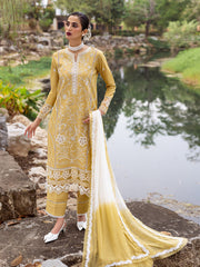 Forsythia | 3 Pc Unstitched Embroidered Lawn Dahlia By Roheenaz