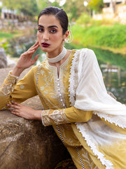 Forsythia | 3 Pc Unstitched Embroidered Lawn Dahlia By Roheenaz