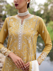 Forsythia | 3 Pc Unstitched Embroidered Lawn Dahlia By Roheenaz