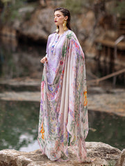 Iris | 3 Pc Unstitched Embroidered Lawn Dahlia By Roheenaz