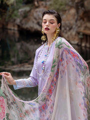 Iris | 3 Pc Unstitched Embroidered Lawn Dahlia By Roheenaz