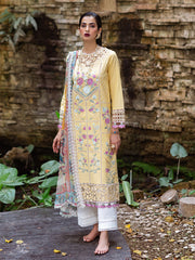 Daffodil | 3 Pc Unstitched Embroidered Lawn Dahlia By Roheenaz