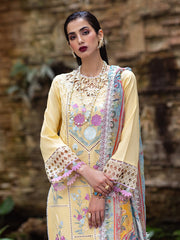 Daffodil | 3 Pc Unstitched Embroidered Lawn Dahlia By Roheenaz