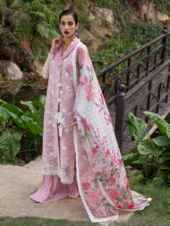 Lily | 3 Pc Unstitched Embroidered Lawn Dahlia By Roheenaz