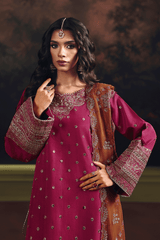 3-PC Unstitched Sequins Embroidered Raw Silk SUROOR By Ramsha