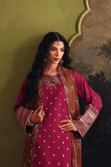 3-PC Unstitched Sequins Embroidered Raw Silk SUROOR By Ramsha