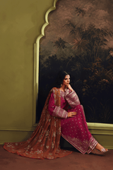 3-PC Unstitched Sequins Embroidered Raw Silk SUROOR By Ramsha