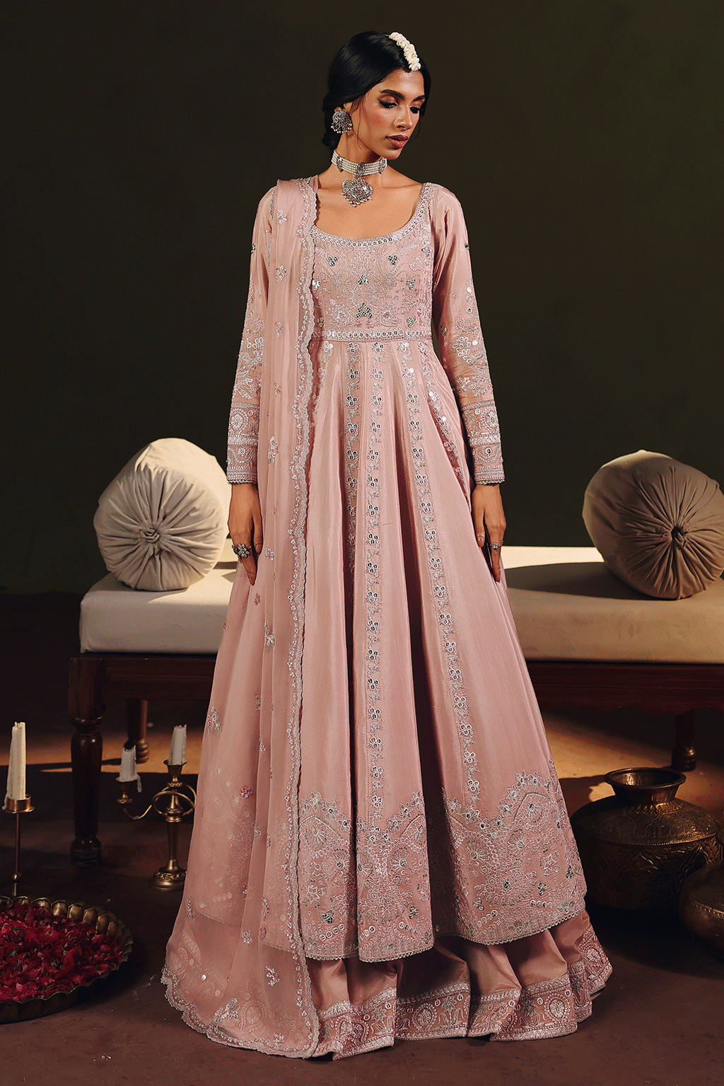 3-PC Unstitched Sequins Embroidered Raw Silk & Sharara (Nazakat) SUROOR By Ramsha