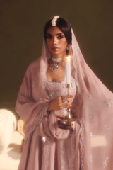 3-PC Unstitched Sequins Embroidered Raw Silk & Sharara (Nazakat) SUROOR By Ramsha