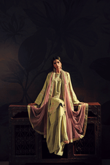 3-PC Unstitched Sequins Embroidered Raw Silk & Sharara (Chambeli) SUROOR By Ramsha