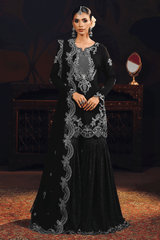 3-PC Unstitched Sequins Embroidered Raw Silk & Gharara SUROOR By Ramsha