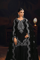 3-PC Unstitched Sequins Embroidered Raw Silk & Gharara SUROOR By Ramsha