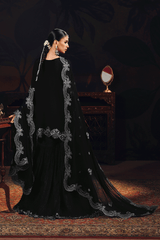 3-PC Unstitched Sequins Embroidered Raw Silk & Gharara SUROOR By Ramsha