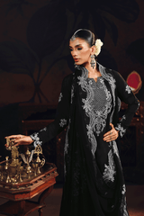 3-PC Unstitched Sequins Embroidered Raw Silk & Gharara SUROOR By Ramsha