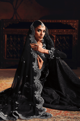 3-PC Unstitched Sequins Embroidered Raw Silk & Gharara SUROOR By Ramsha