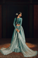 3-PC Unstitched Sequins Embroidered Raw Silk & Lehnga SUROOR By Ramsha