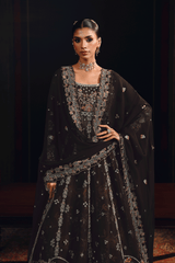 3-PC Unstitched Sequins Embroidered Raw Silk & Sharara SUROOR By Ramsha