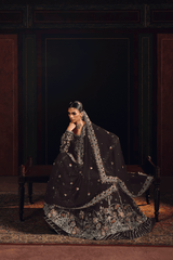 3-PC Unstitched Sequins Embroidered Raw Silk & Sharara SUROOR By Ramsha
