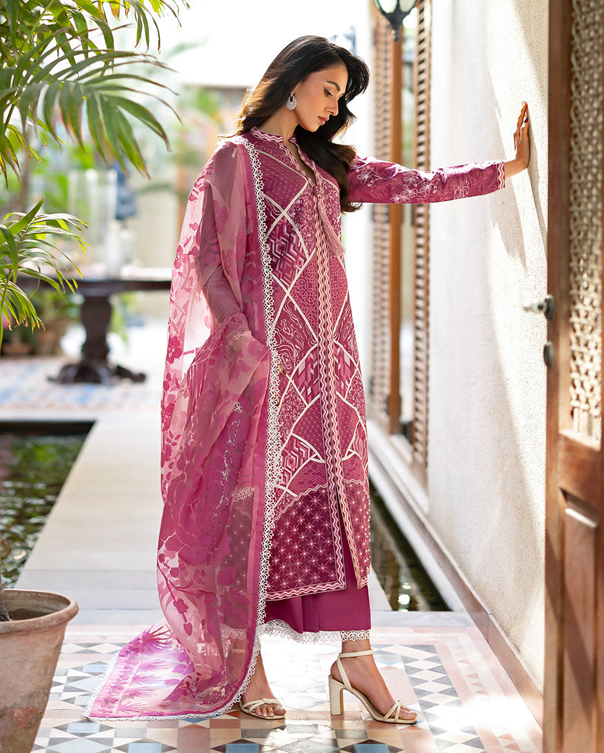 3-PC Unstitched Embroidered Lawn Astoria By Mushq | Rosea
