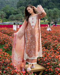 3-PC Unstitched Chikan Embroidered Lawn Hemline By Mushq | Rosette Reverie