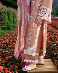3-PC Unstitched Chikan Embroidered Lawn Hemline By Mushq | Rosette Reverie