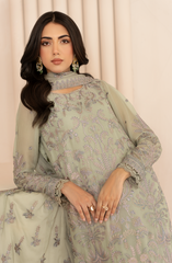 ZL 04 AFSA | 3PC Unstitched Chiffon Edit Thread Work By Zarif