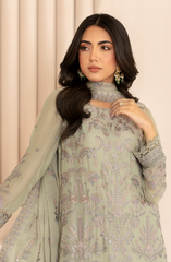 ZL 04 AFSA | 3PC Unstitched Chiffon Edit Thread Work By Zarif