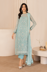 ZL 02 SAHIBA | 3PC Unstitched Chiffon Edit Thread Work By Zarif