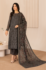 ZL 01 FAHIMA | 3PC Unstitched Chiffon Edit Thread Work By Zarif