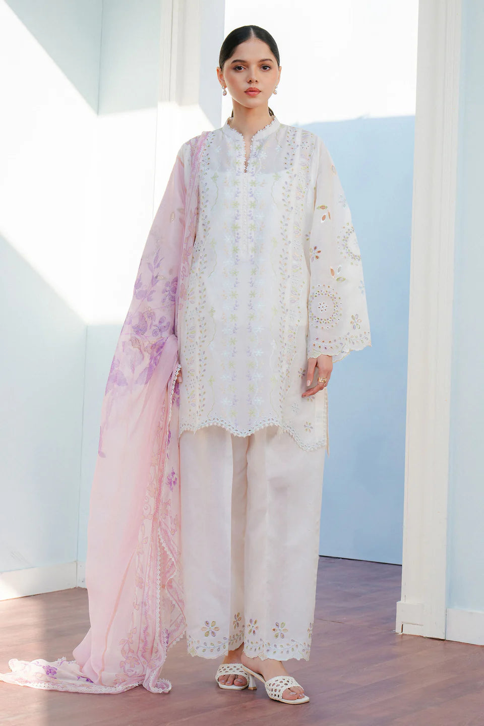 SILAS-5B | 3Pc Unstitched Suit Embroidered Lawn 25 Coco By Zarashahjahan