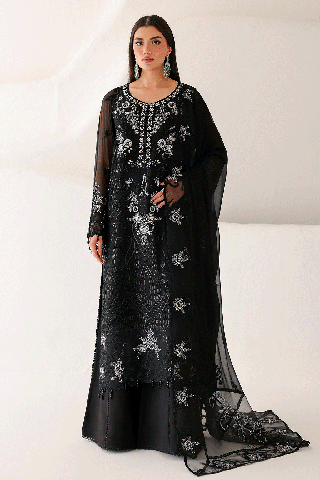 3-PC Unstitched Chiffon Embroidered Organza SATRANGI By Ramsha