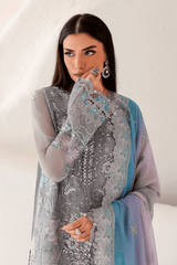 3-PC Unstitched Chiffon Embroidered Organza SATRANGI By Ramsha