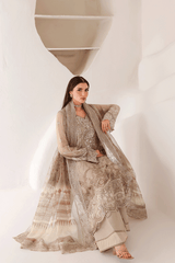 3-PC Unstitched Chiffon Embroidered Organza SATRANGI By Ramsha
