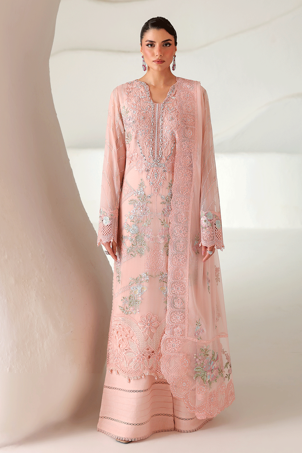 3-PC Unstitched Chiffon Embroidered Organza SATRANGI By Ramsha