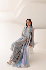 3-PC Unstitched Chiffon Embroidered Organza SATRANGI By Ramsha