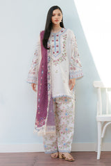 SERENE-2B | 3Pc Unstitched Suit Embroidered Lawn 25 Coco By Zarashahjahan