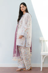 SERENE-2B | 3Pc Unstitched Suit Embroidered Lawn 25 Coco By Zarashahjahan