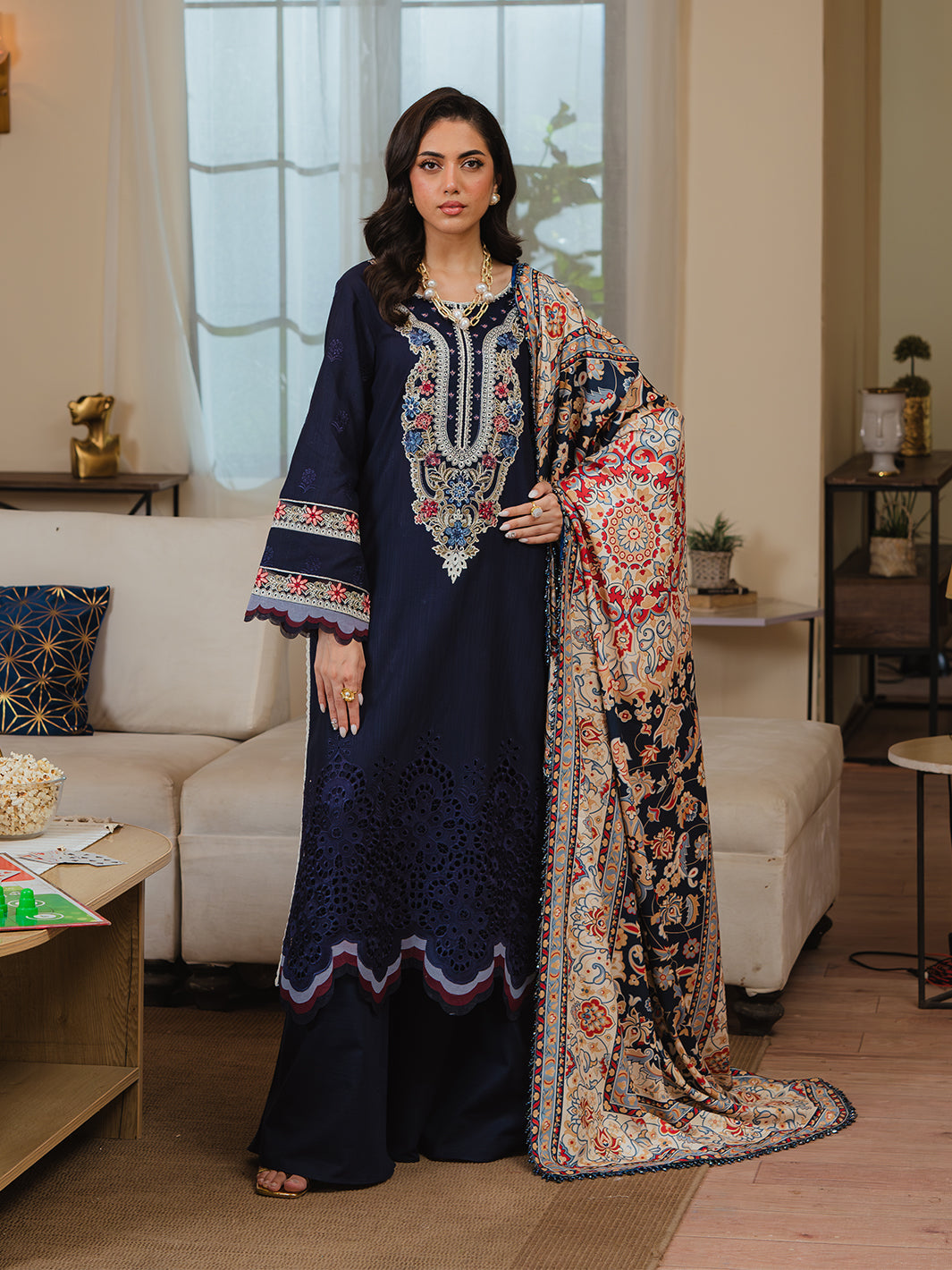 SK-02B | 3Pc Unstitched Suit Winter Khaddar Collection Stella By Mahnur