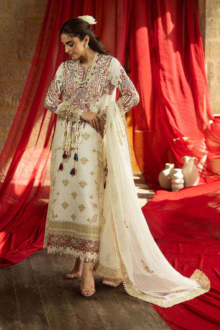 3-PC Unstitched Embroidered Lawn Maya By Imrozia Serene | SL-150