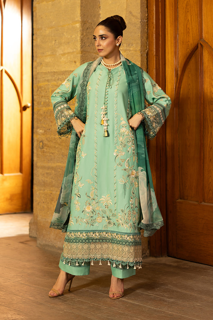 3-PC Unstitched Embroidered Lawn Maya By Imrozia Serene | SL-156