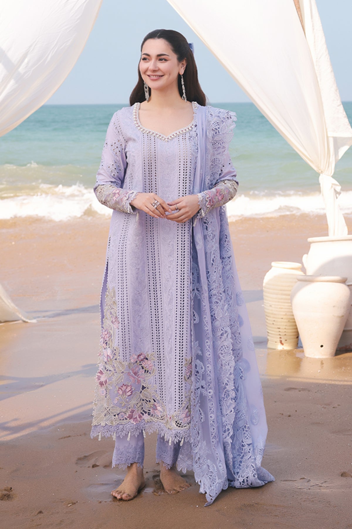 SL 78 Feeha | 3PC Unstitched Suit Luxury Lawn' 25 Hania By Imrozia Premium